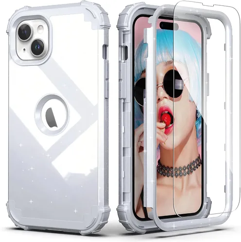 Vista 16 de IDweel Funda para iPhone 15 Plus con Protector de Pantalla, 3 en 1 Resistente a Golpes Ajuste Delgado Híbrida de Servicio Pesado Cubierta Dura de PC