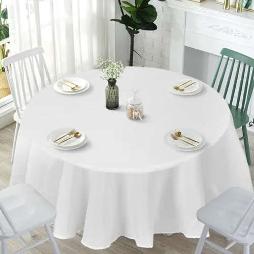 Vista 9 de Giantex Mantel redondo de poliéster de alta calidad, lavable a máquina, duradero, para recepción, restaurante, banquete, fiesta