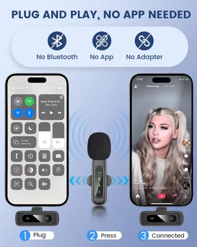 Vista 7 de Micrófono inalámbrico para iPhone y Android, paquete de 2 mini Negro