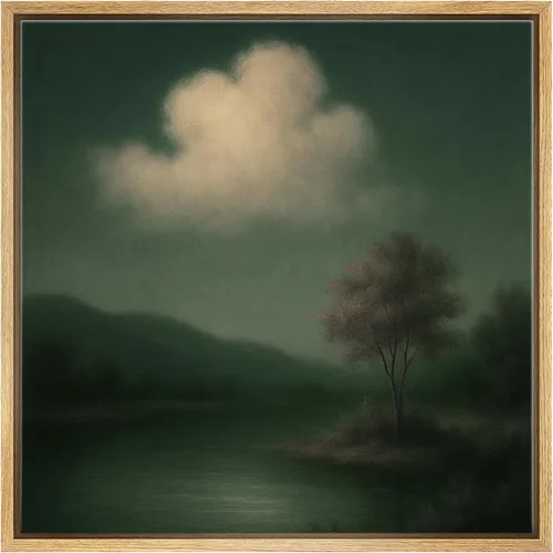Vista 50 de SIGNWIN Lienzo enmarcado para pared, diseño retro de cielo azul y nube, paisaje, naturaleza, ilustraciones de área silvestre, bellas artes, casa