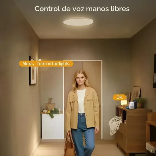 Vista 3 de RGBCW - Luces de techo LED inteligentes que cambian de color, compatible con Alexa Google Home, lámpara de techo empotrada de 24 W, programador