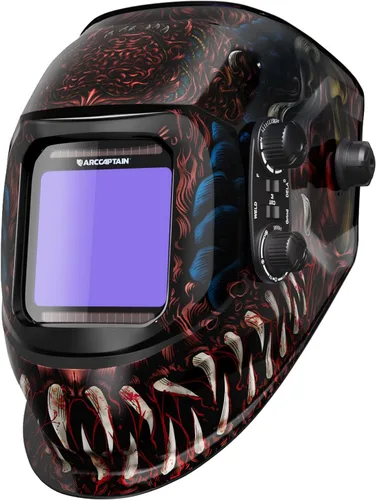 Vista 9 de ARCCAPTAIN - Casco de soldadura, pantalla grande de 3.94 x 3.66 pulgadas a color real, oscurecimiento automático, solar, 4 sensores de arco, rango