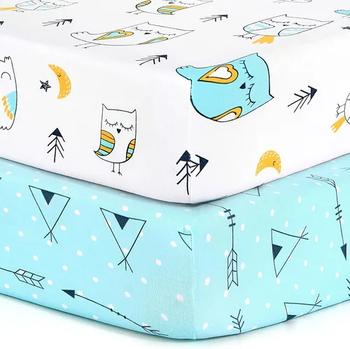 Vista 21 de Pack n Play Sheets BROLEX - Juego de 2 sábanas para cuna, juego de sábanas elásticas y portátiles para cuna, funda de colchón convertible