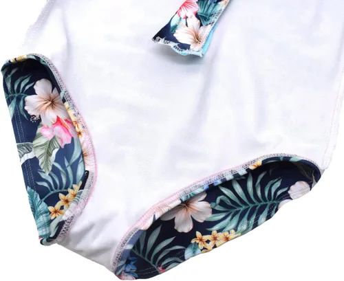 Vista 6 de BAYIMEE Trajes de baño de una pieza de manga larga con cremallera de protección para niñas de 2 a 12 años