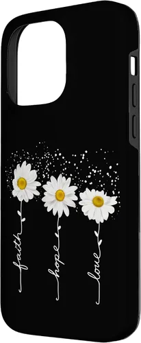 Vista 2 de Funda para iPhone 14 Pro Max Faith Hope Love para regalo, diseño de margaritas blancas