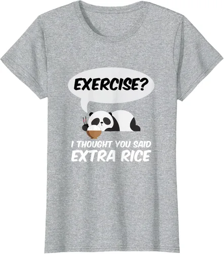 Vista 25 de ¿Ejercicio? I Thought You Said Extra Rice Panda Gift T-Shirt, Negro, S