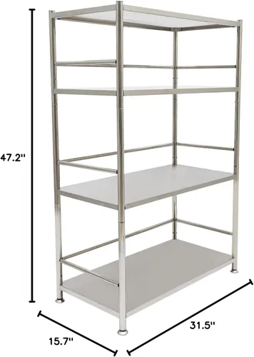 Vista 3 de Estantes de almacenamiento ajustables de 4 niveles con ruedas, 31.5 x 15.7 x 47.2 pulgadas, estante organizador plegable de metal de acero