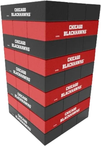 Vista 8 de Rico Industries NHL Hockey Chicago Blackhawks Mini Jumbling Tower Juego - Juego de apilem de madera
