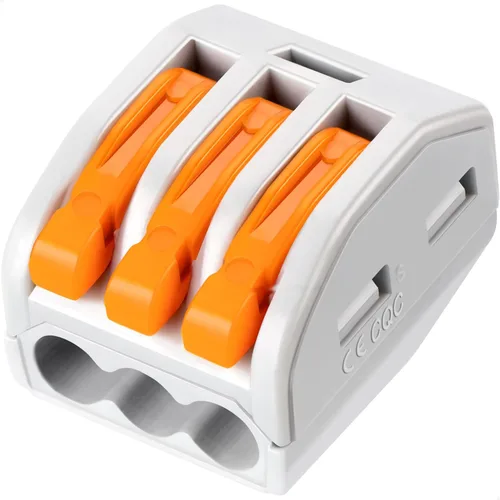 Vista 8 de 50 conectores de cable de palanca, conectores de empalme compactos para cables flexibles trenzados sólidos (2 conductores-naranja)