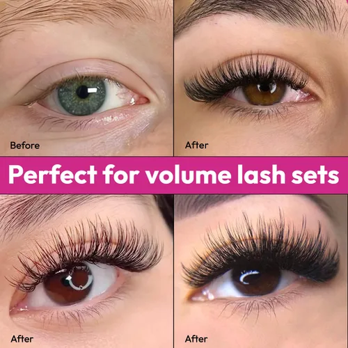 Vista 6 de Eyesy Lash 1200 abanicos Easy Promade – 5D 0.07 rizo CC longitudes mixtas de 0.315-0.630 in – Ultra Speed 40 líneas de pestañas bandejas de pestañas