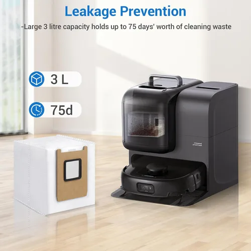 Vista 3 de Paquete de 14 bolsas de polvo, compatibles con Eufy E28 Omni/E25 Omni Robot Aspirador, 3 L de gran capacidad, diseño resistente a desgarros de 4