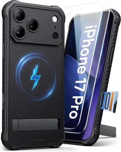 Vista 9 de Funda para iPhone 17 Pro, compatible con MagSafe, soporte integrado y botón de captura de control de cámara, protección de grado militar, funda