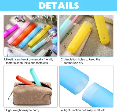 Vista 3 de 40 piezas de estuche de plástico portátil para cepillos de dientes de viaje, contenedor de cepillo de dientes transpirable, almacenamiento