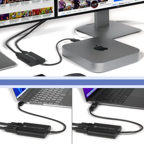 Vista 4 de Sonnet DisplayLink Dual 4K 60Hz DisplayPort Adapter - USB 3.0 y Thunderbolt - Mac y PC Salidas DisplayPort duales 4K 60Hz con adaptador USB-C