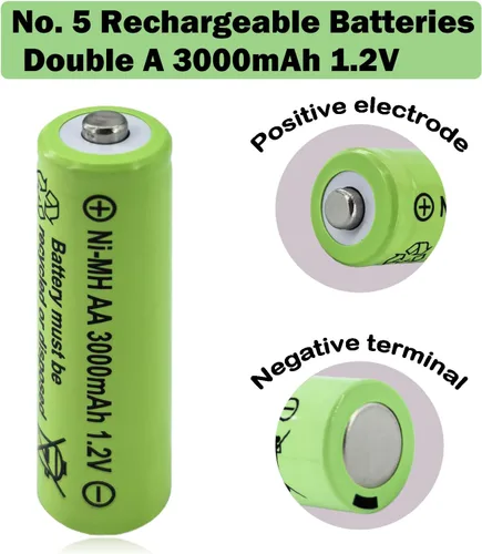 Vista 6 de 1.2v AA 3000mAh baterías recargables de alta capacidad 4 Pcs Double A Pre-Charged Ni-MH Battery 2A Long Life for Home Electronics,Outdoor Garden