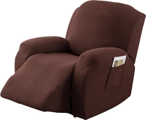 Vista 43 de Genina Funda para Silla Reclinable, Fundas Elásticas para Sillas Reclinables, Fundas para Sofá Reclinable con Rayas Jacquard, Fundas para Sofá