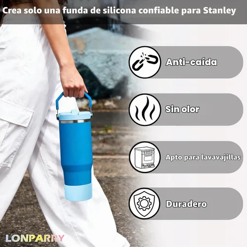 Vista 3 de Paquete de 2 botas de silicona para Stanley Cup 30oz 40oz y Stanley IceFlow Barbie rosa+rosa