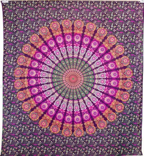Vista 20 de Popular Handicrafts - Tapiz para colgar en la pared con diseño hippie de mandala bohemia, psicodélico, indio de pavo real, para meditación, gitano