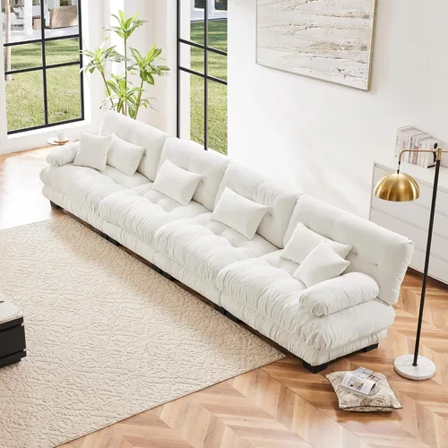 Vista 24 de Otomana beige para sofá modular modular, sofá individual, asiento otomano para sofá modular convertible, sofás de terciopelo para sala de estar