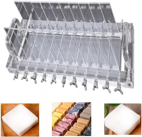 Vista 5 de Cortador de jabón acrílico hecho a mano de 11.8 x 3.9 in, cortadores de jabón transparentes para hacer jabón con 1.2 in de ancho de jabón, cortador