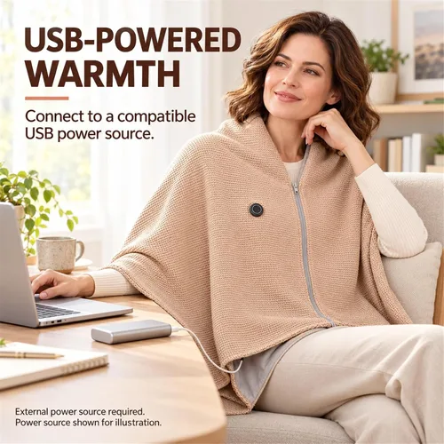 Vista 5 de 2027 Upgraded Heated Shawl Wrap for Women USB Powered Wearable Blanket Green