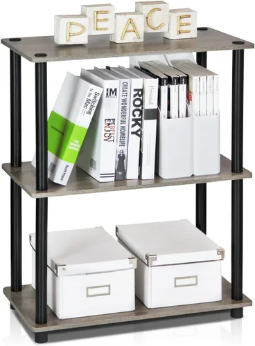 Vista 23 de Furinno Turn-N-Tube - Estantes de almacenamiento, estante para libros de 3 niveles, estante esquinero, estantes abiertos sin herramientas