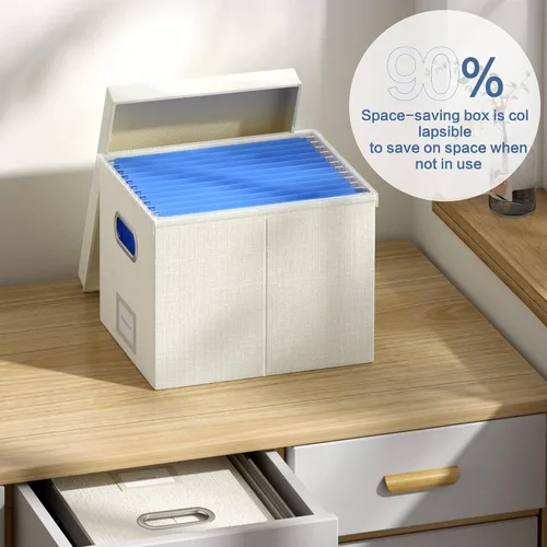 Vista 3 de Caja Organizadora de Archivos - Cajas de Archivos para Archivos Colgantes con Tapa Juego de 2 Organizador de Carpetas Colgantes Decorativas