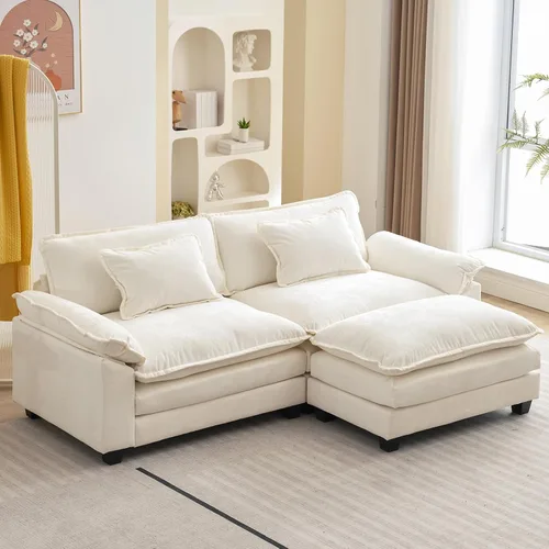 Vista 28 de Oprisen Sofá Seccional Modular, Cómodo Cloud Couch Sofá Seccional, Sofá Cama de Chenilla con Asiento Profundo con Almohadas Decorativas para Sala