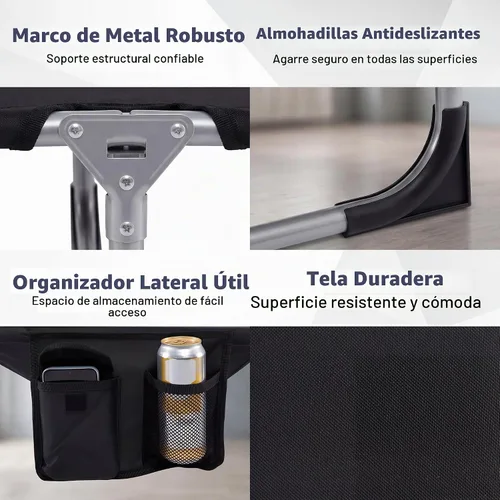 Vista 6 de Tangkula Silla de bronceado con agujero frontal, plegable y ajustable para patio, silla reclinable, para playa, tomar el sol, con bolsillo lateral