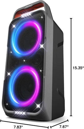 Vista 8 de Foxdawn Altavoz Bluetooth para fiestas: 240 W pico de sonido fuerte, graves profundos, tiempo de reproducción de 15 horas, carga rápida, IPX4
