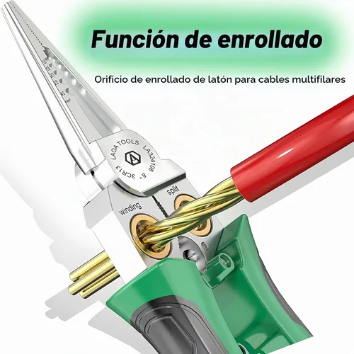 Vista 9 de Pelacables 8 en 1 con probador de voltaje, alicates multifuncionales para electricista profesional con función de medición de electricidad, alicates