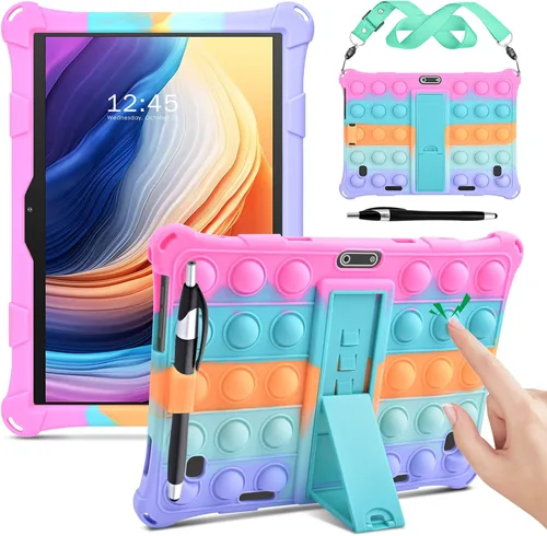 Vista 9 de DETUOSI Winsing 10 - Funda de silicona compatible con Dragon Touch Notepad K10, funda universal para tablet de 10 pulgadas, funda protectora Negro