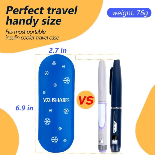 Vista 2 de YOUSHARES Bolsas de hielo para diabetes para bolsa de viaje con aislamiento de medicamentos, bolsas de hielo aprobadas por la TSA para estuche de 2