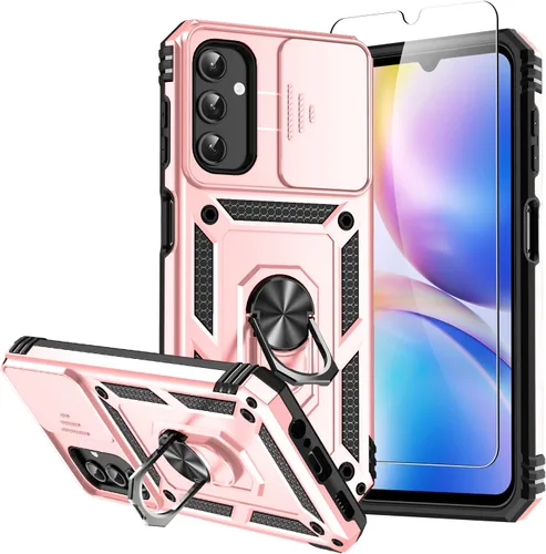 Vista 10 de Funda para Samsung Galaxy A14 5G con protector de pantalla y cubierta para lente de cámara, [grado militar] probada contra caídas de 16 pies, Negro