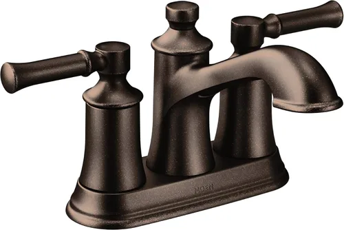 Vista 10 de Moen Dartmoor 6802BZG - Grifo de lavabo de baño tradicional de dos manijas dorado bronce