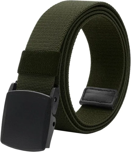 Vista 26 de LionVII Cinturones elásticos para hombre con hebilla de plástico sin metal para deportes de trabajo, fácil de recortar para adaptarse a cintura