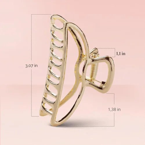 Vista 2 de Kitsch - Clip de garra de forma abierta Durable & Elegant Gold Women Hair Accessories Clips Hair Comfortably All-Day Great For Everyday Use &