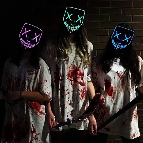 Vista 4 de Máscara LED aterradora de Halloween, máscara de purga iluminada para festival, fiesta de cosplay