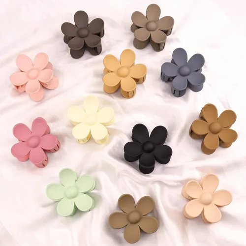Vista 6 de 12 pinzas de flores para mujeres y niñas, clips de mandíbula grandes y fuertes en 12 colores mate para cabello grueso y fino