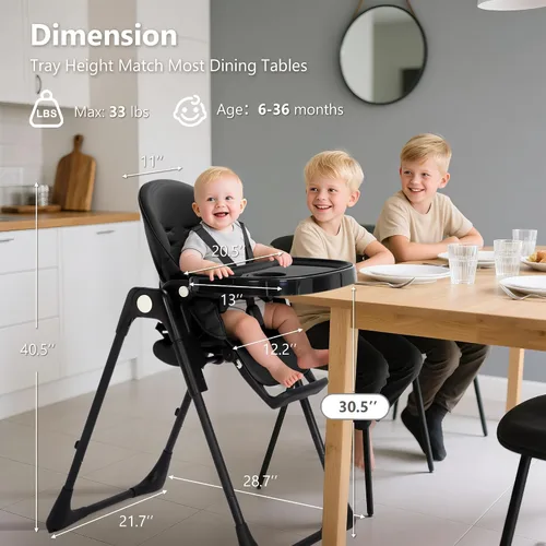 Vista 7 de Trona convertible Kinder King para bebés y niños pequeños, trona ajustable para bebés con bandeja doble extraíble, diseño compacto y plegable