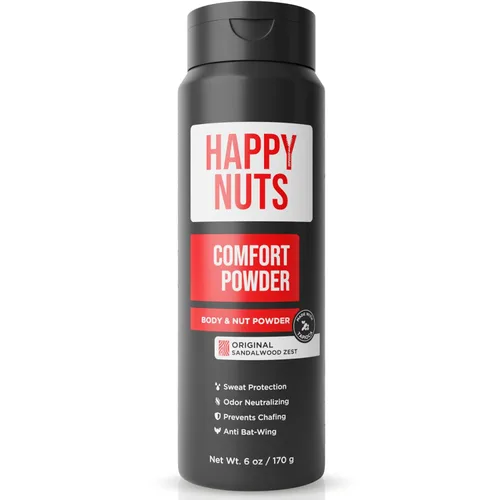 Vista 10 de HAPPY NUTS Comfort Powder - Antirozaduras y desodorante, sin aluminio, control del sudor y el olor para picazón deportista, ingle y partes privadas