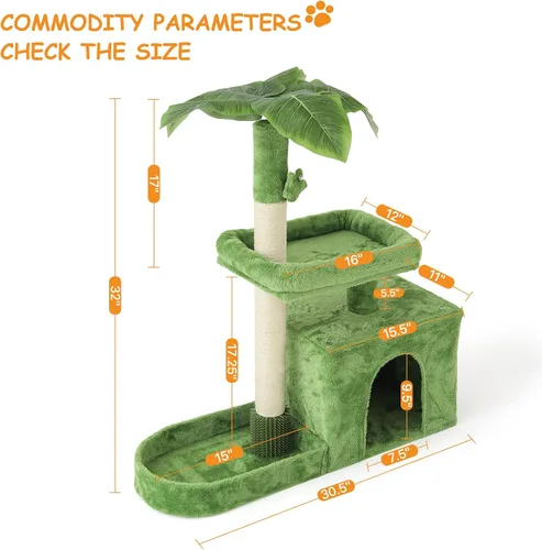 Vista 3 de Colección Athena - Pequeño Árbol para Gatos con Torre y Rascador, Árbol para Gatos Moderno y Bonito de 32 Pulgadas con Confortable Nido, Bola