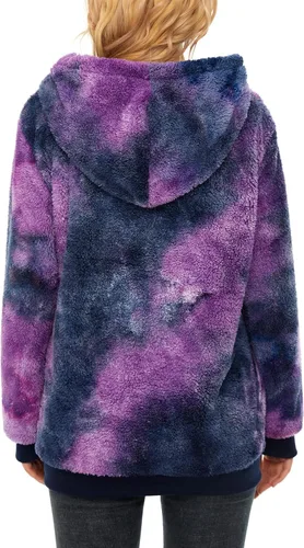Vista 22 de Century Star Sudadera deportiva mullida de vellón con capucha para mujer de talla extragrande con bolsillos