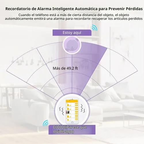 Vista 5 de Aircawin Mini rastreador GPS, localizador de artículos clave, aplicación sin tarifa mensual para iOS/Android 2023 más reciente, rastreador