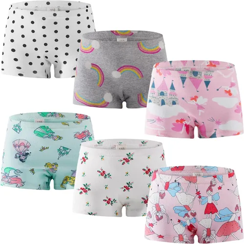 Vista 2 de SYNPOS Ropa interior para niñas 100% algodón, ropa interior transpirable para niñas, ropa interior cómoda para bebés, 6 paquetes
