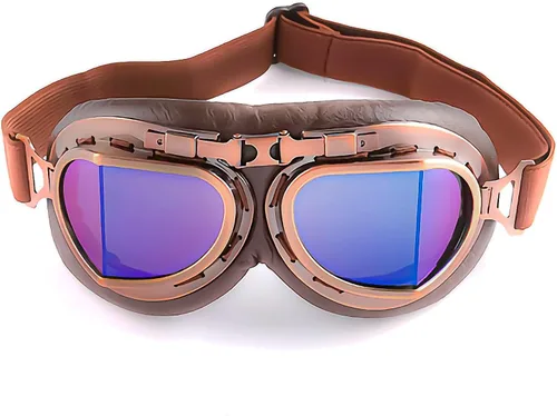 Vista 33 de Anteojos de seguridad para motociclismo, motonetas, medio casco clásico para Vespa, estilo aviador, plegable con lentes transparentes T008 Marco