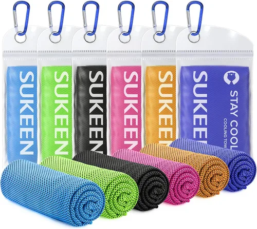 Vista 12 de Sukeen Toallas de enfriamiento para cuello y cara (40" x 12"), paquete de 6 toallas de enfriamiento, toallas de enfriamiento de microfibra