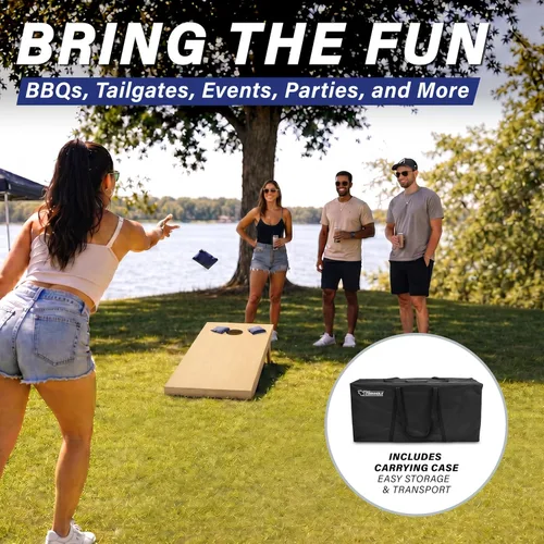 Vista 5 de GoSports 4 ft x 2 ft Regulation Size Wooden Cornhole Boards Set with Natural Wood Stain Finish - Includes Carrying Case
