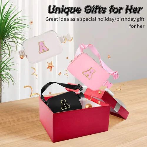 Vista 7 de Bolsa de cinturón para niñas y mujeres, bolsas cruzadas, riñonera, riñonera personalizada, Negro, Small