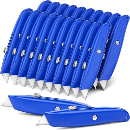 Vista 23 de DIYSELF Paquete de 2 cuchillos utilitarios, cortador retráctil, resistente (naranja)